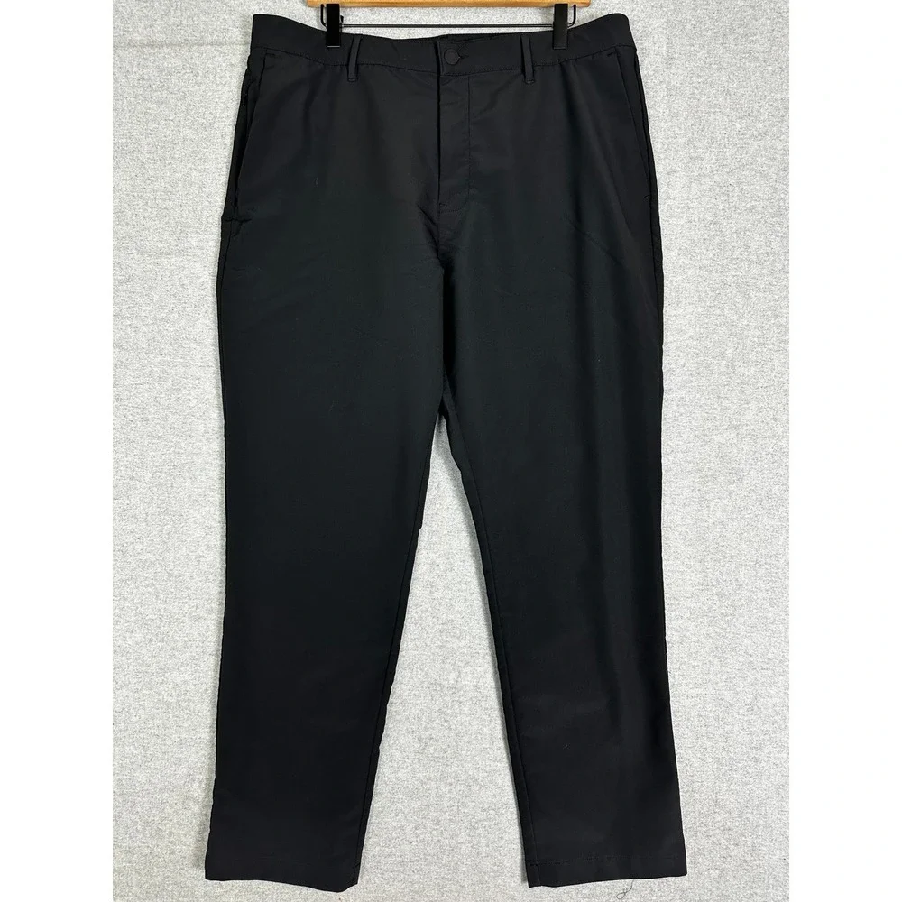 Banana Republic Performance Flat Front Pant Mens 38x30 Black Straight Trousers